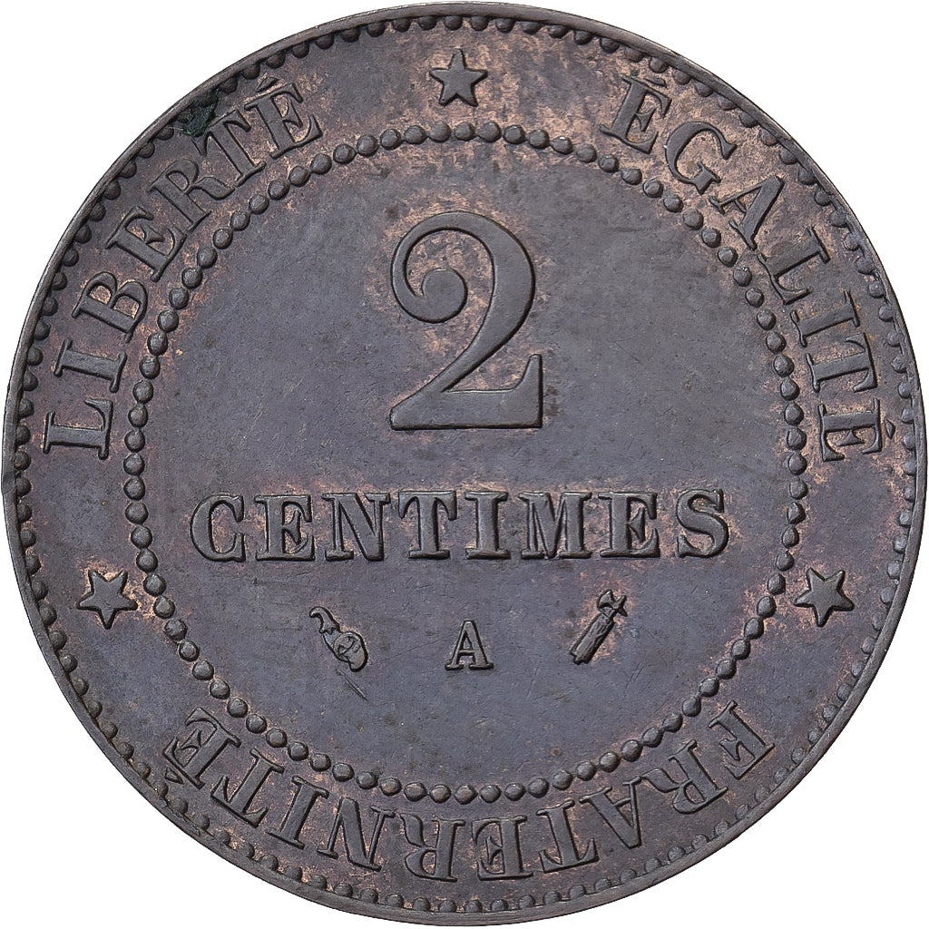 Frankrijk, 2 Centimes, Cérès, 1896, Paris, Bronzen, PR, Gadoury:105