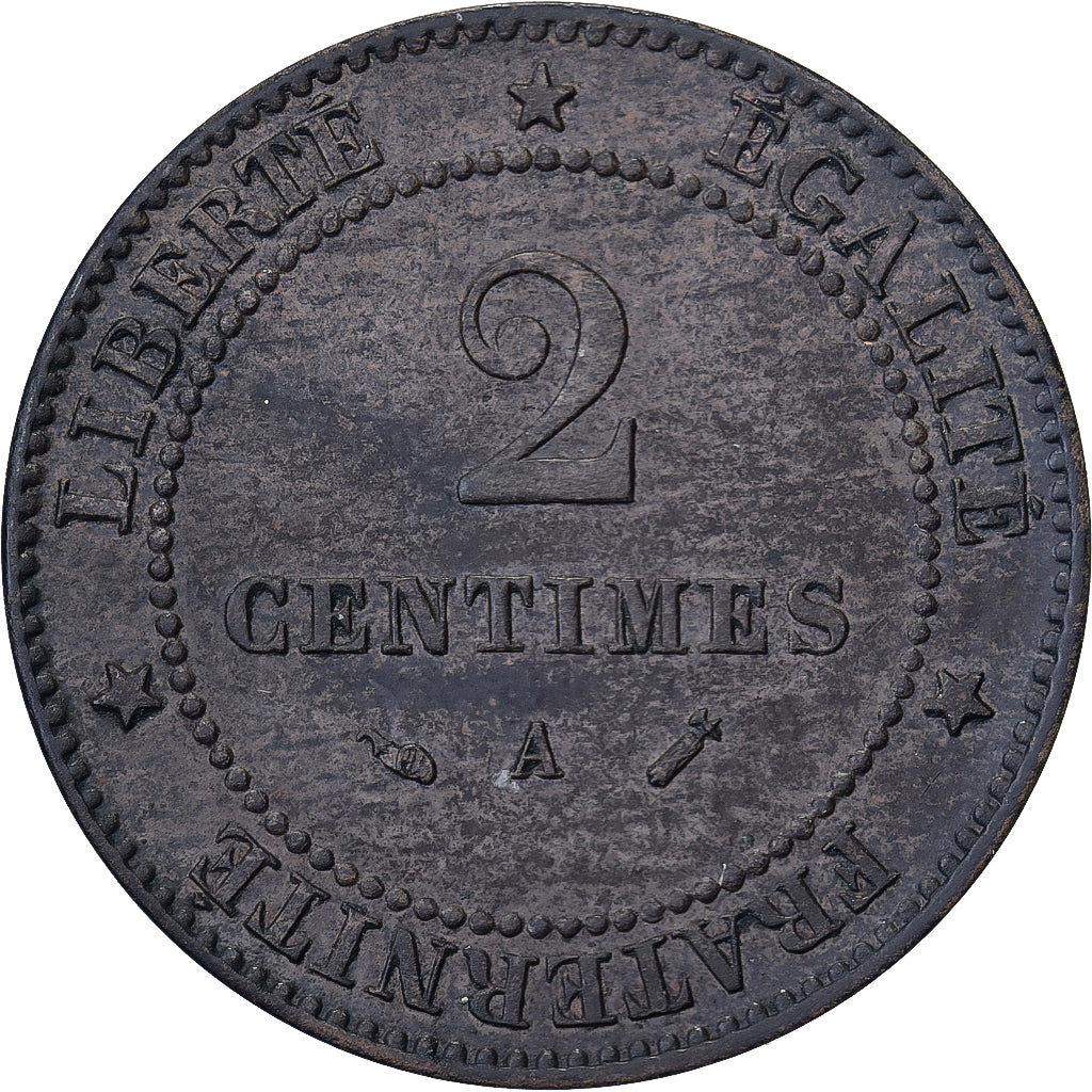Francia, 2 Centimes, Cérès, 1888, Paris, Bronzo, SPL-, Gadoury:105
