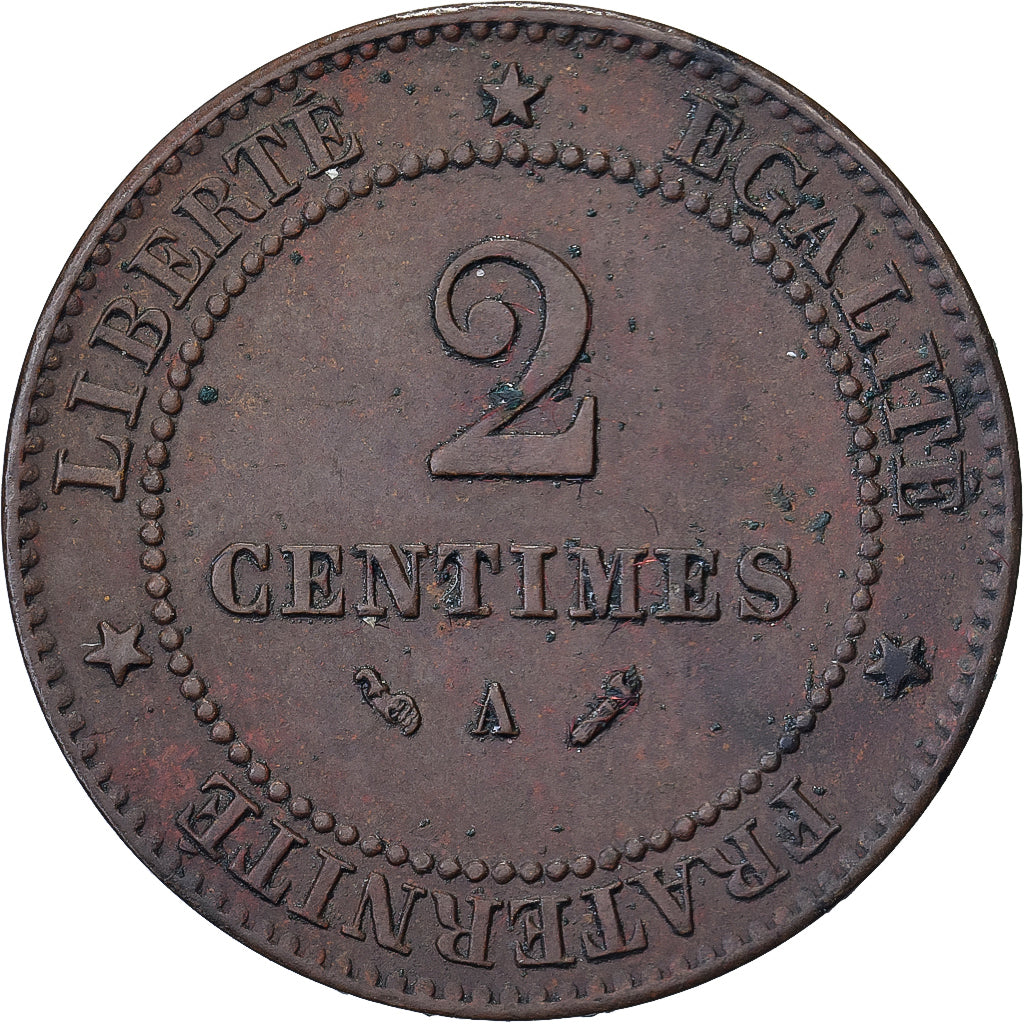 Frankrijk, 2 Centimes, Cérès, 1884, Paris, Bronzen, ZF+, Gadoury:105