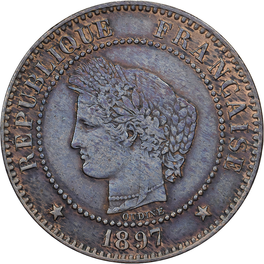 Frankreich, 2 Centimes, Cérès, 1897, Paris, Bronze, SS+, Gadoury:105