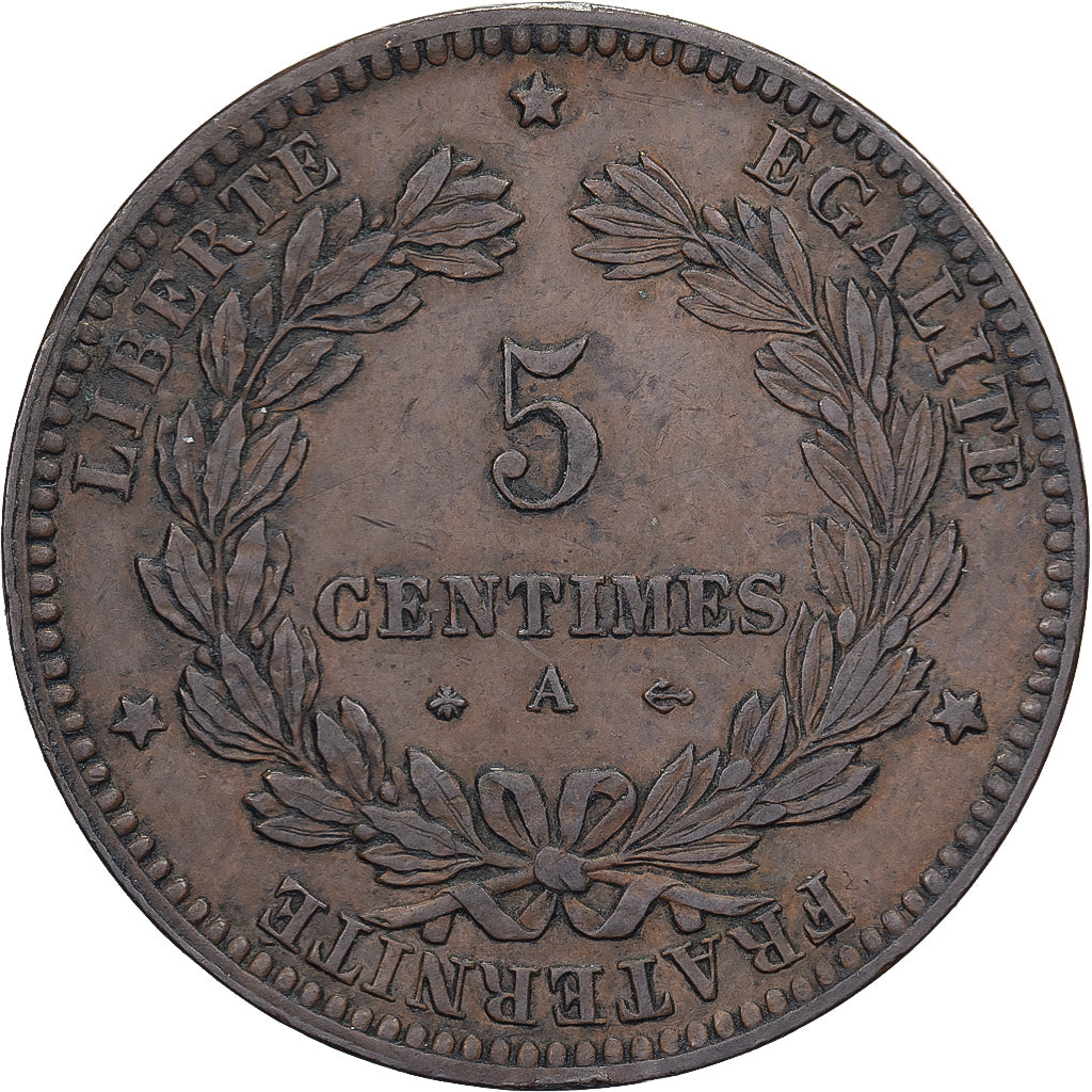 França, 5 Centimes, Cérès, 1871, Paris, Petit A, Bronze, AU(50-53)