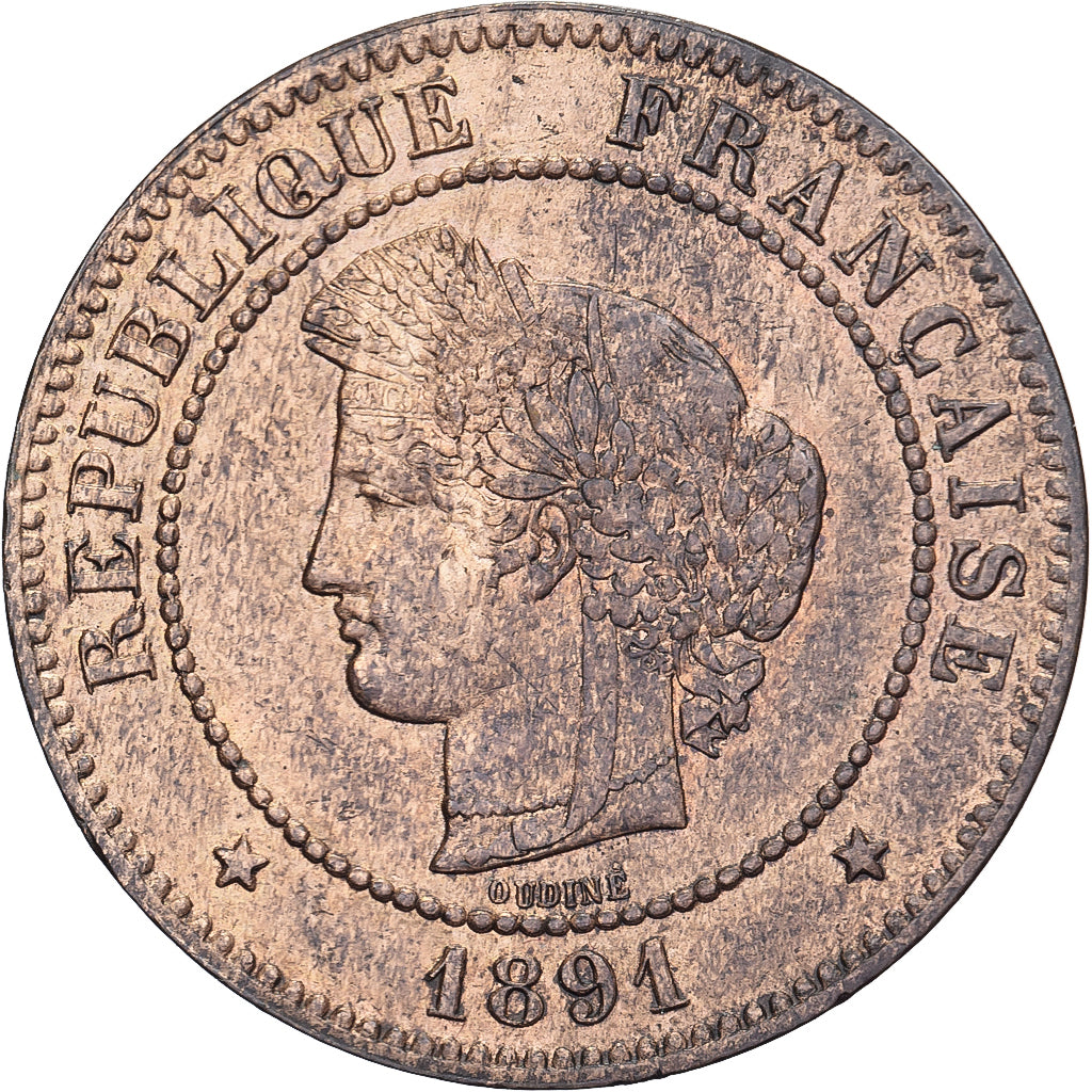 França, 5 Centimes, Cérès, 1891, Paris, Bronze, MS(63), Gadoury:157a