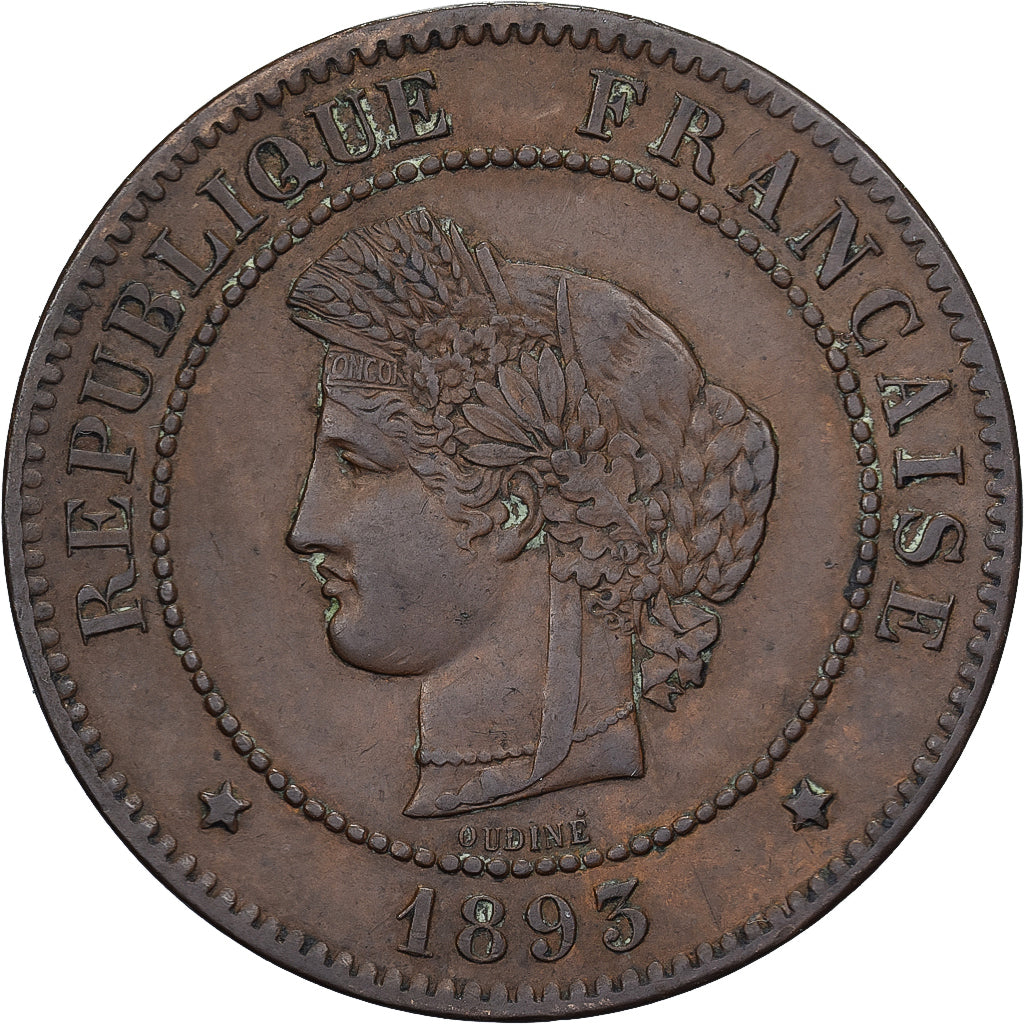 França, 5 Centimes, Cérès, 1893, Paris, Bronze, AU(55-58), Gadoury:157a