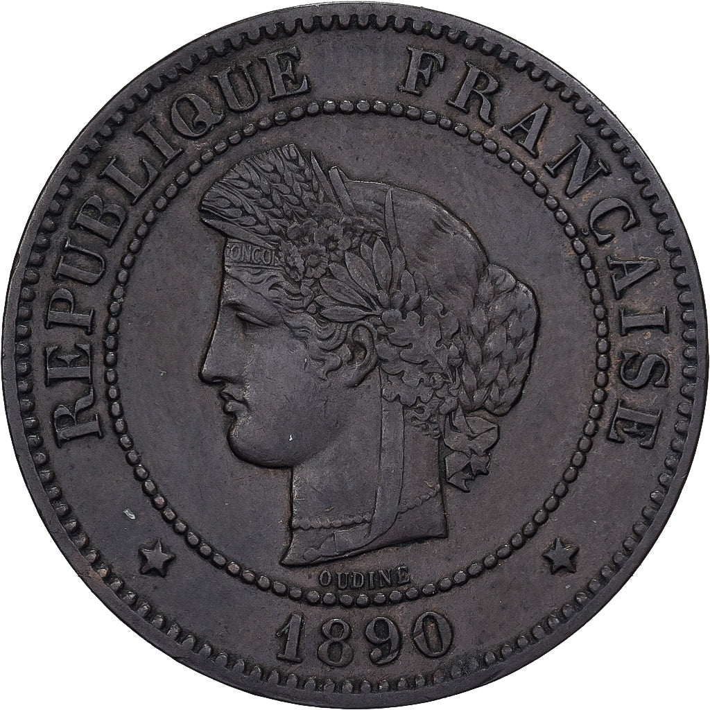 Francia, 5 Centimes, Cérès, 1890, Paris, Bronce, MBC+, Gadoury:157a