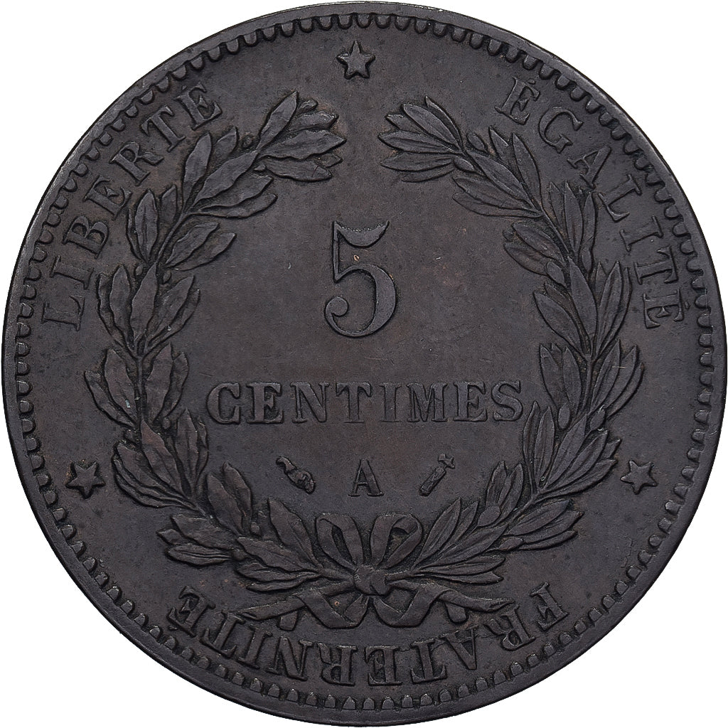 Francia, 5 Centimes, Cérès, 1890, Paris, Bronce, MBC+, Gadoury:157a