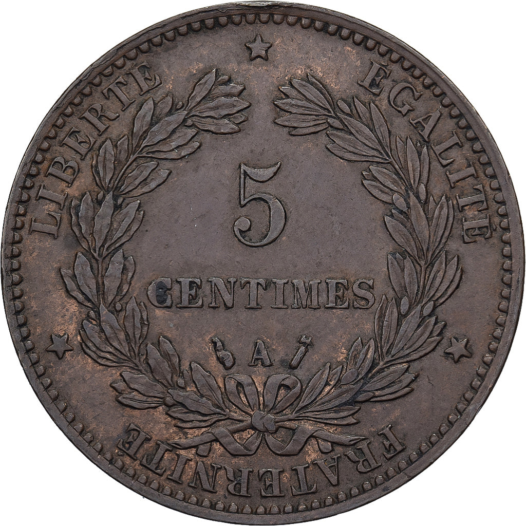 Frankrijk, 5 Centimes, Cérès, 1885, Paris, Bronzen, ZF+, Gadoury:157a