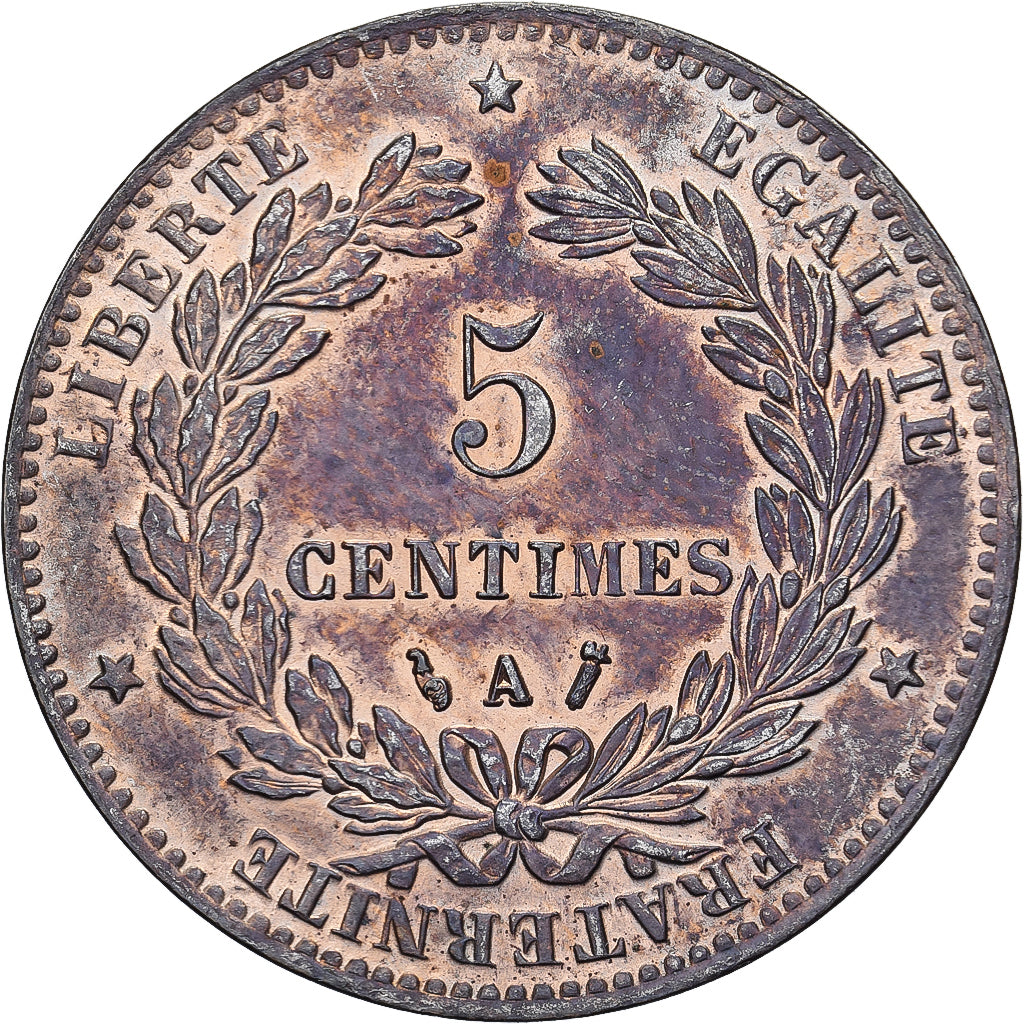 França, 5 Centimes, Cérès, 1885, Paris, Bronze, MS(60-62), Gadoury:157a