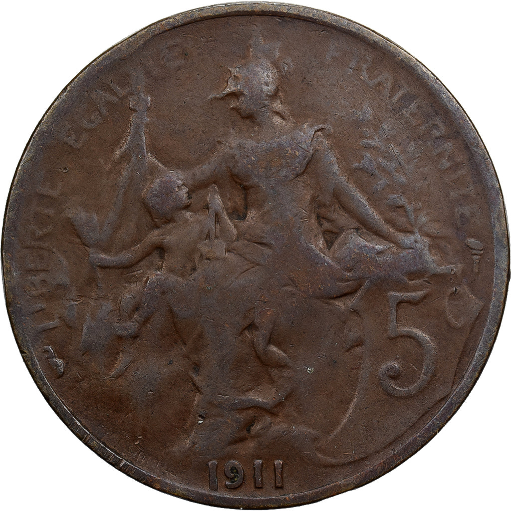 Frankreich, 5 Centimes, Daniel-Dupuis, 1911, Paris, Bronze, S, Gadoury:165