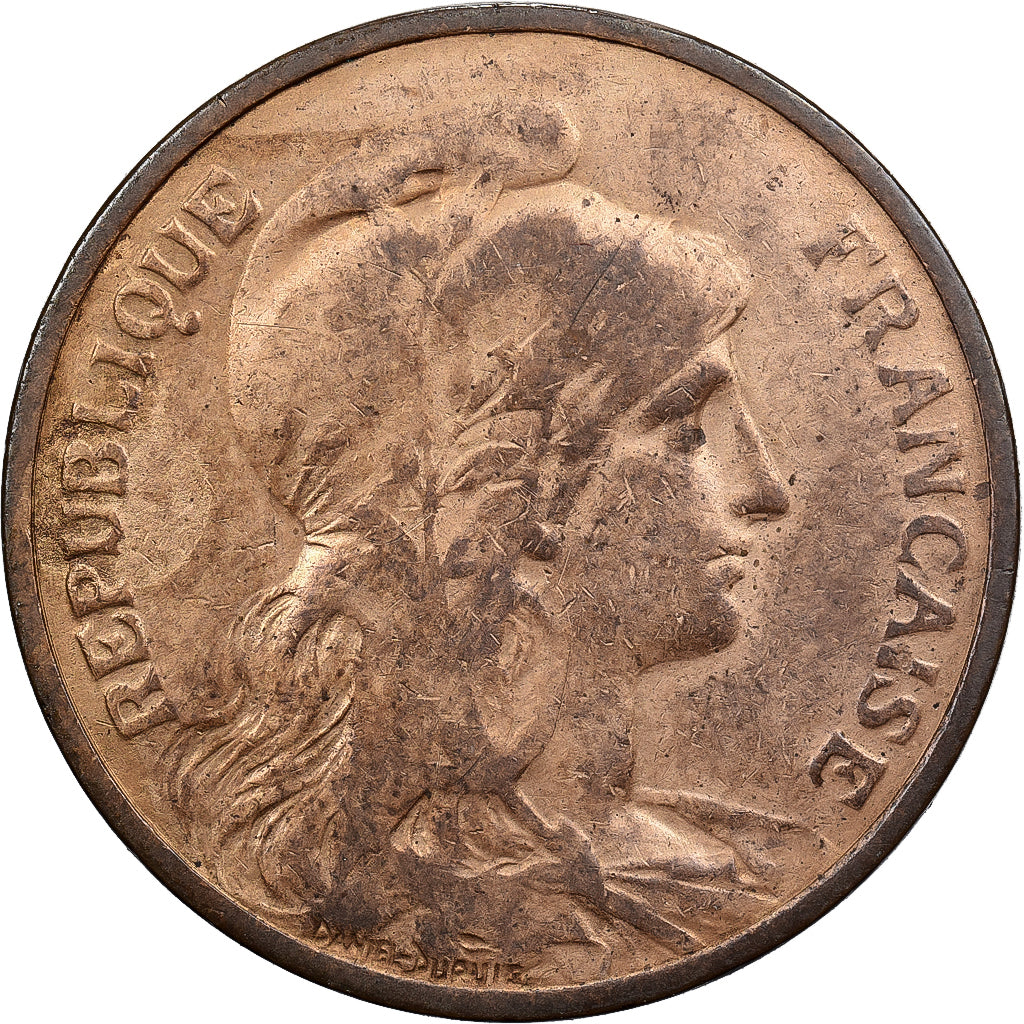 France, 5 Centimes, Daniel-Dupuis, 1909, Paris, Bronze, TB+, Gadoury:165