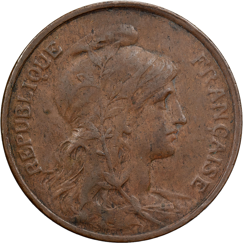 França, 5 Centimes, Daniel-Dupuis, 1916, Paris, Bronze, VF(30-35), Gadoury:165