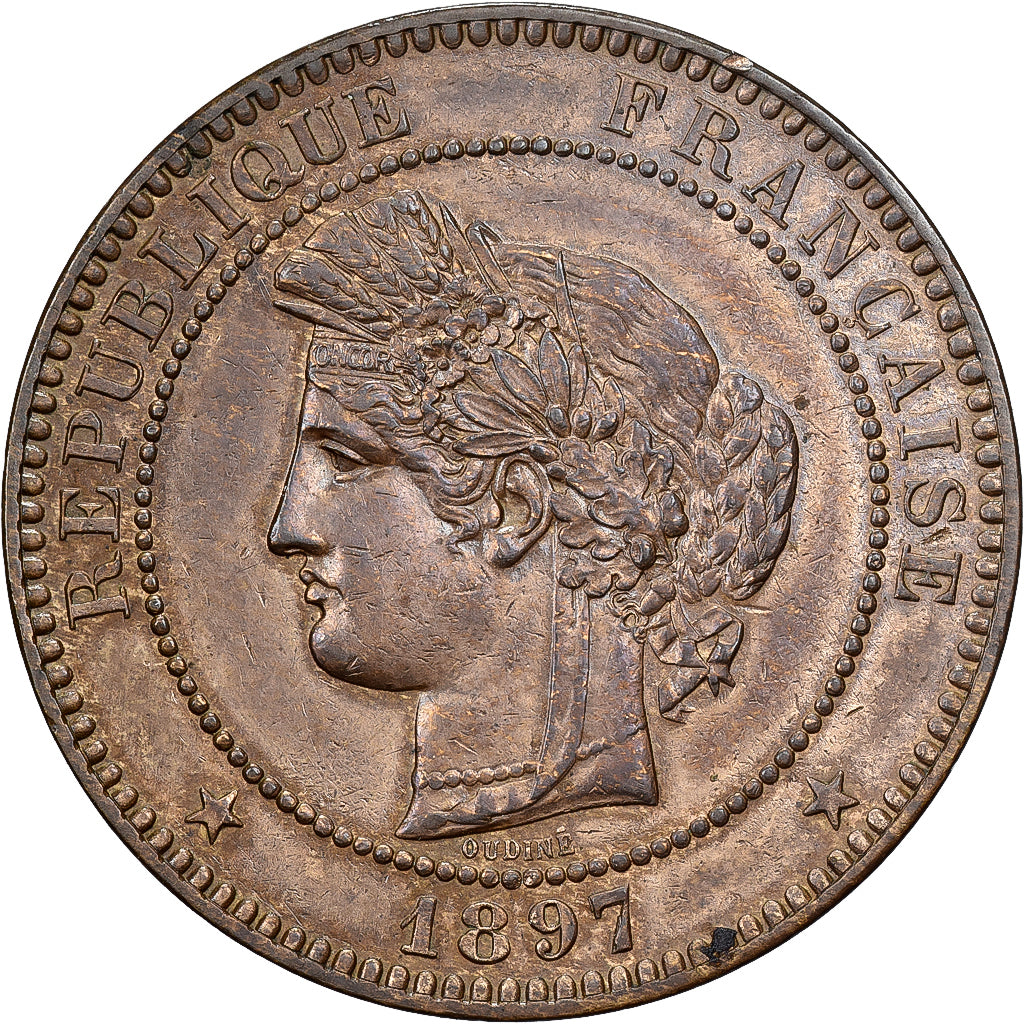 Francia, 10 Centimes, Cérès, 1897, Paris, Bronzo, SPL-, Gadoury:265a
