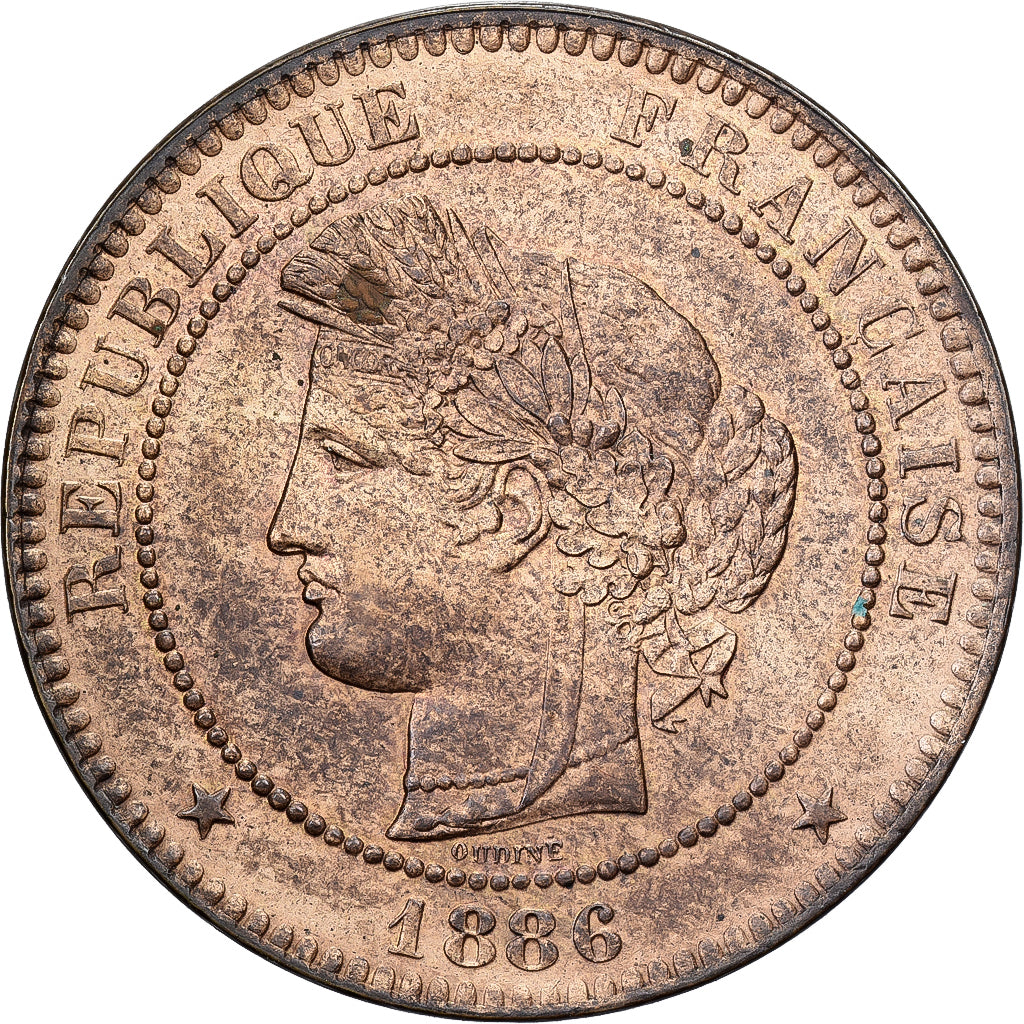 Frankrijk, 10 Centimes, Cérès, 1886, Paris, Bronzen, UNC-, Gadoury:265a