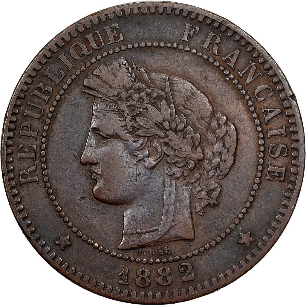 France, 10 Centimes, Cérès, 1882, Paris, Bronze, TB+, Gadoury:265a