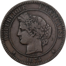 France, 10 Centimes, Cérès, 1874, Paris, Bronze, VF(30-35), Gadoury:265a