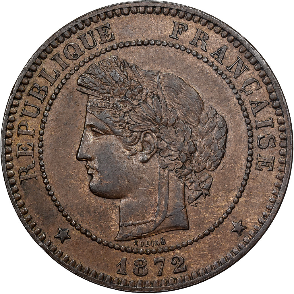 Francia, 10 Centimes, Cérès, 1872, Paris, Bronce, EBC, Gadoury:265a