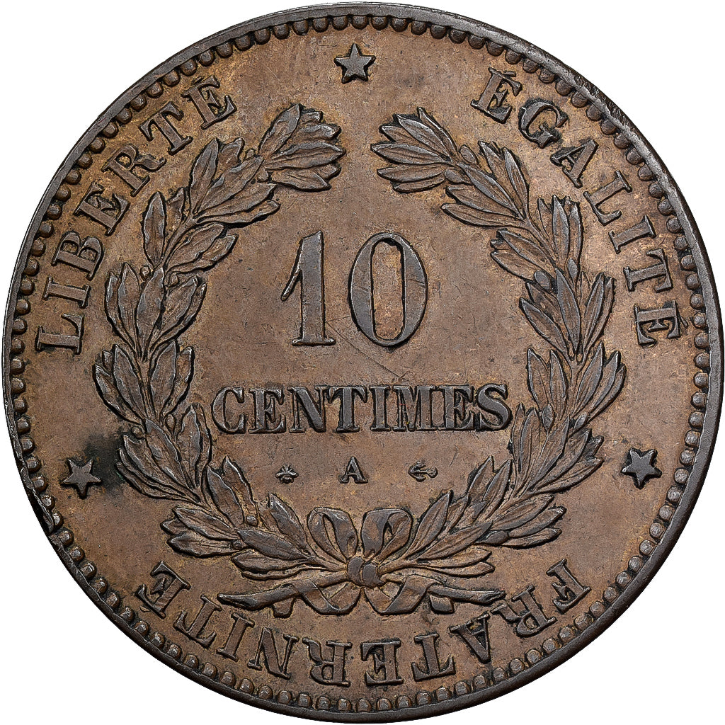 Francia, 10 Centimes, Cérès, 1872, Paris, Bronce, EBC, Gadoury:265a