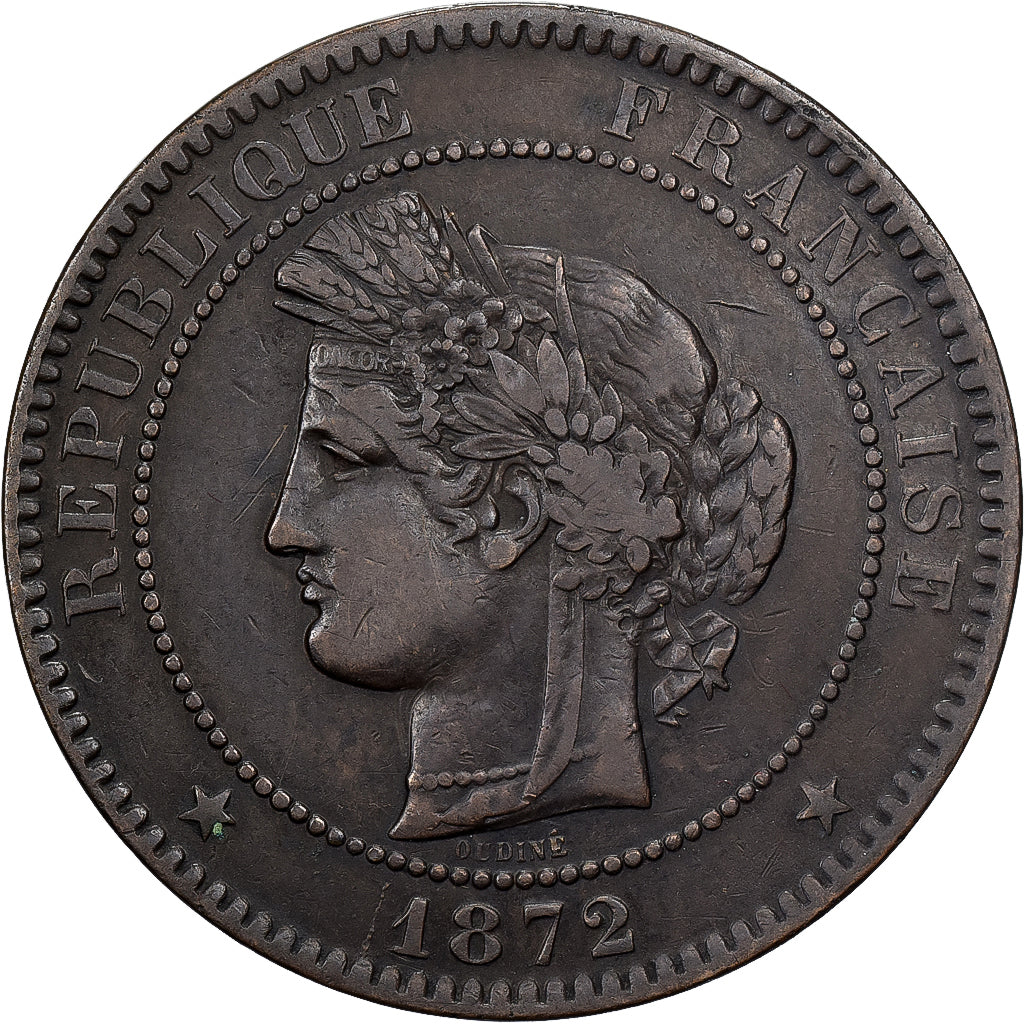 France, 10 Centimes, Cérès, 1872, Bordeaux, Bronze, TTB, Gadoury:265a