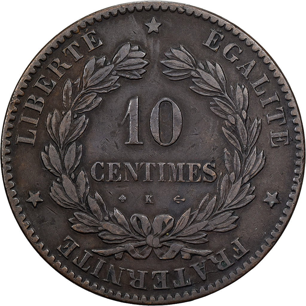France, 10 Centimes, Cérès, 1872, Bordeaux, Bronze, TTB, Gadoury:265a