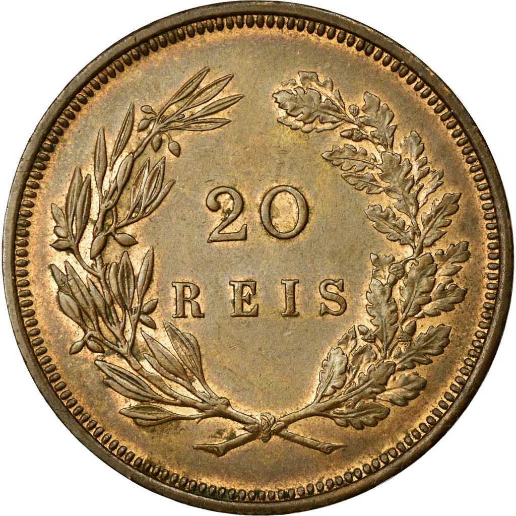 Moneta, Portogallo, Carlos I, 20 Reis, 1892, SPL-, Bronzo, KM:533