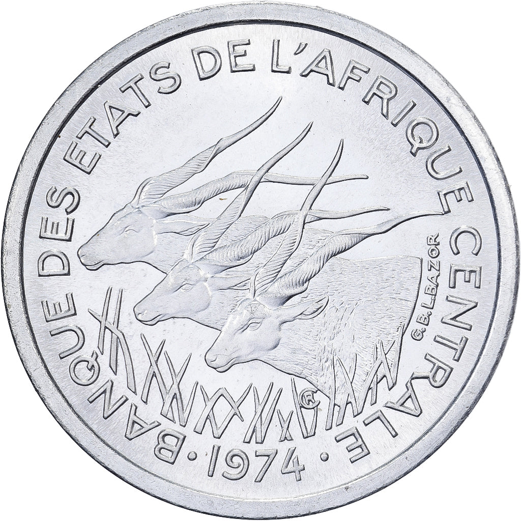 Zentralafrikanische Staaten, 1 Franc, 1974, Paris, Pattern, Aluminium, UNZ