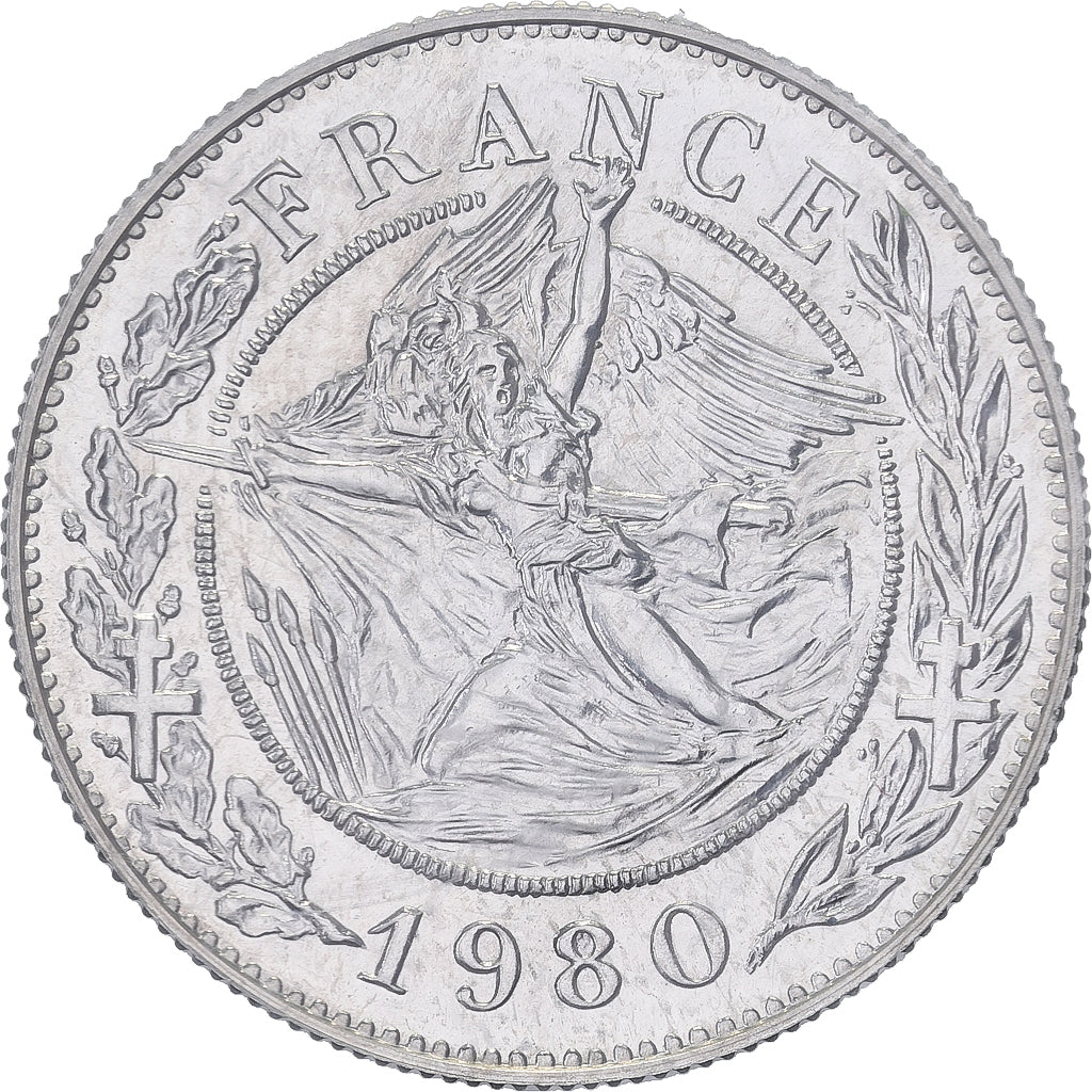France, Token, Général De Gaulle, 1980, Silver, MS(65-70)