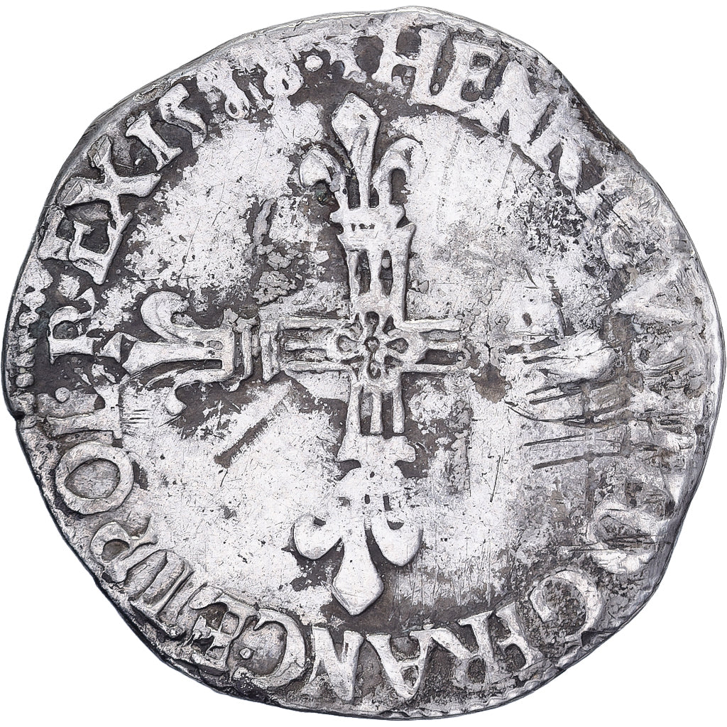 Francia, Henri III, 1/4 Ecu, 1588, Rennes, Plata, BC+, Gadoury:494