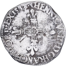 Francia, Henri III, 1/4 Ecu, 1588, Rennes, Argento, MB, Gadoury:494