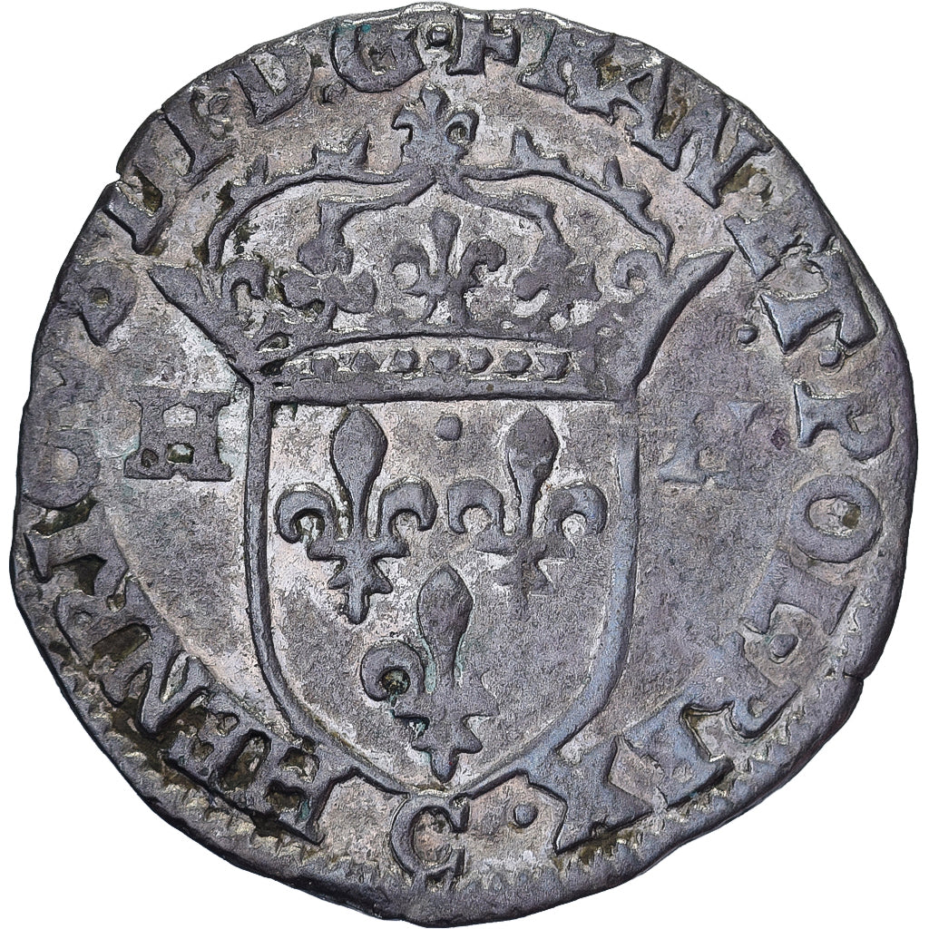Francia, Henri III, Douzain aux deux H, 1588, Saint-Lô, Vellón, MBC+