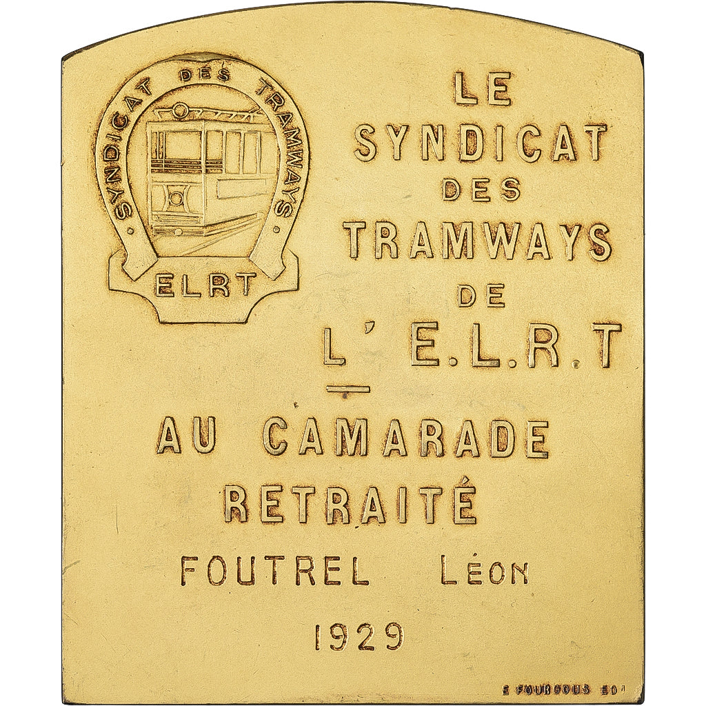 Frankreich, Plaquette, Travail et Solidarité, 1929, Gilt Bronze, Vernon, VZ
