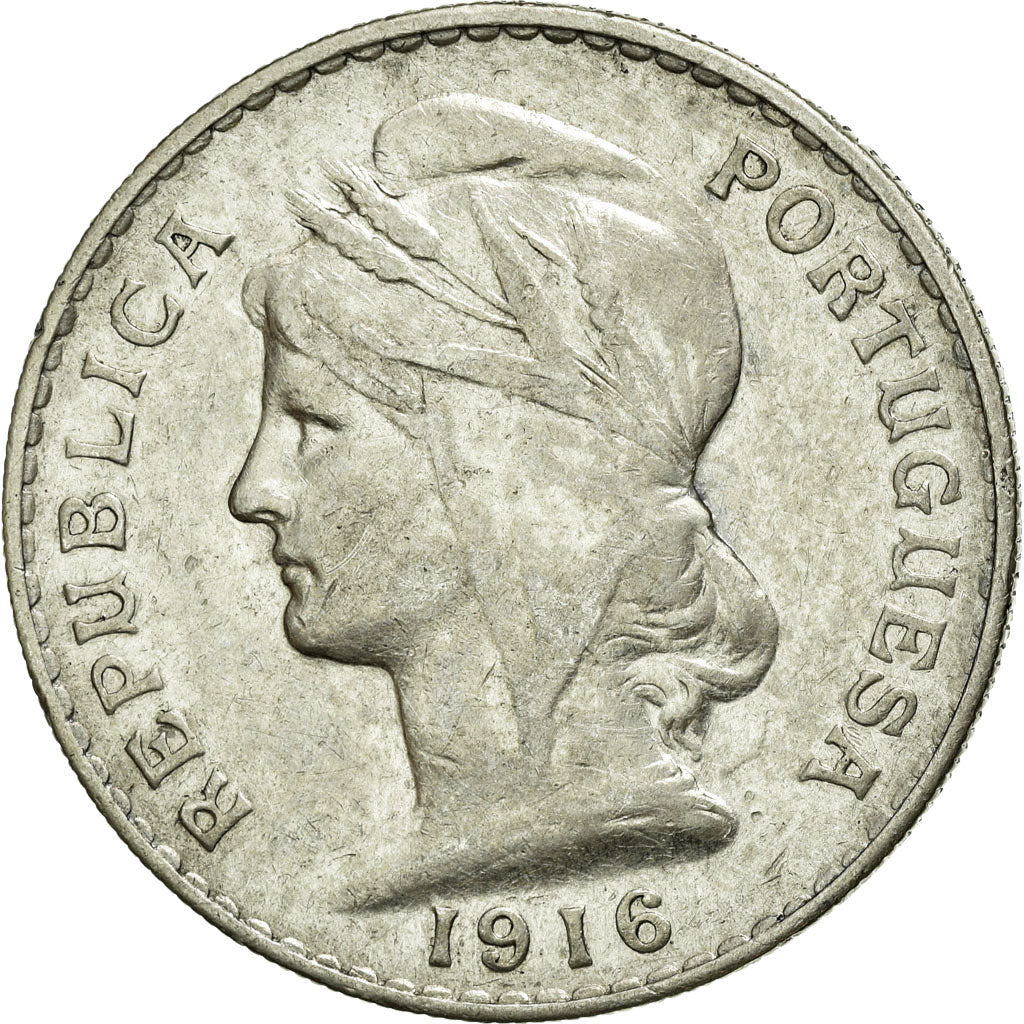 Moneda, Portugal, 50 Centavos, 1916, MBC+, Plata, KM:561