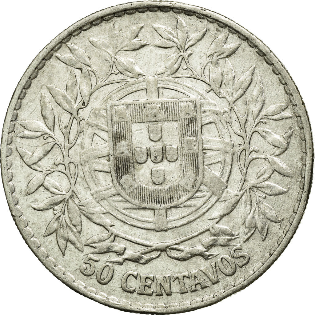 Moneda, Portugal, 50 Centavos, 1916, MBC+, Plata, KM:561