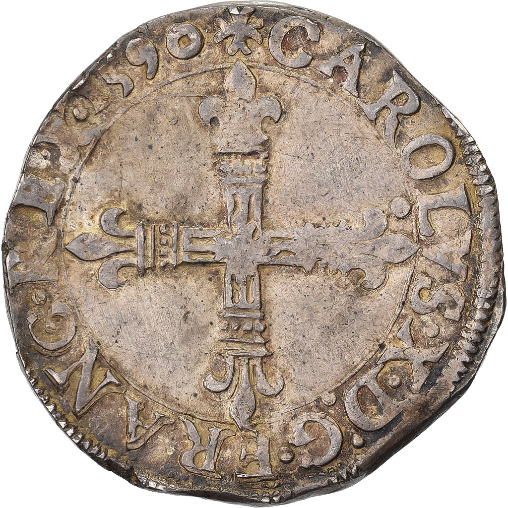 Francia, Charles X, 1/4 Ecu, 1590, Nantes, Argento, BB, Gadoury:521