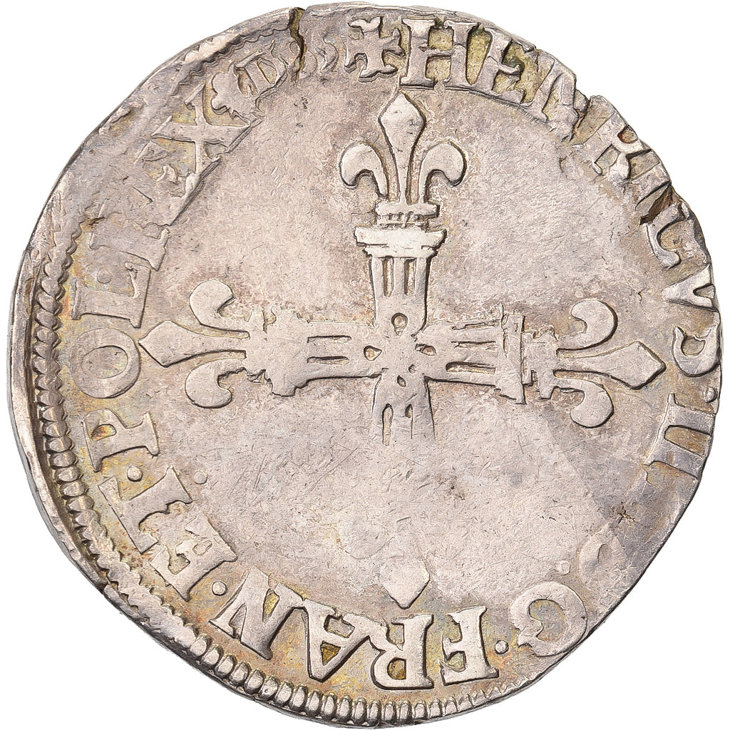 Francia, Henri III, 1/4 Ecu, 1585, Saint-Lô, Plata, MBC, Gadoury:494