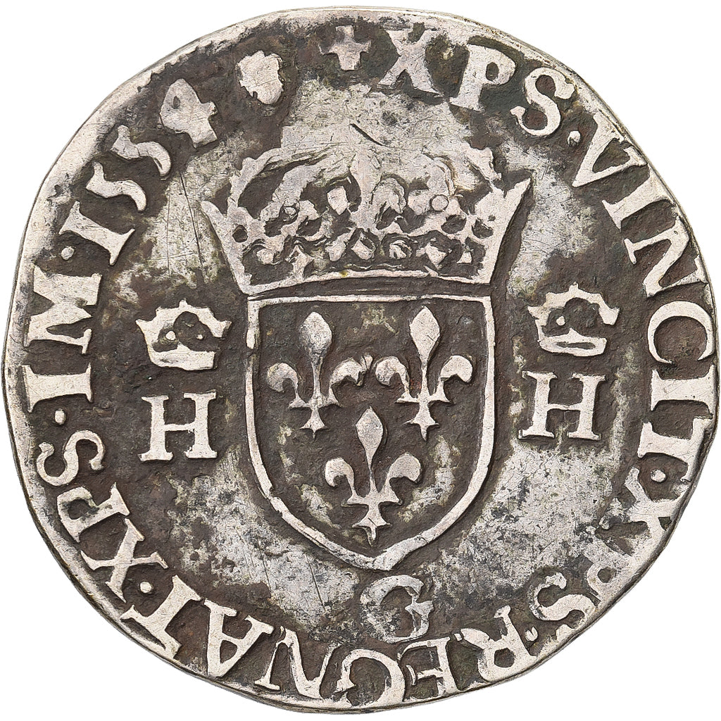 Frankrijk, Henri II, Teston, 1554, Poitiers, Zilver, FR+, Gadoury:373a