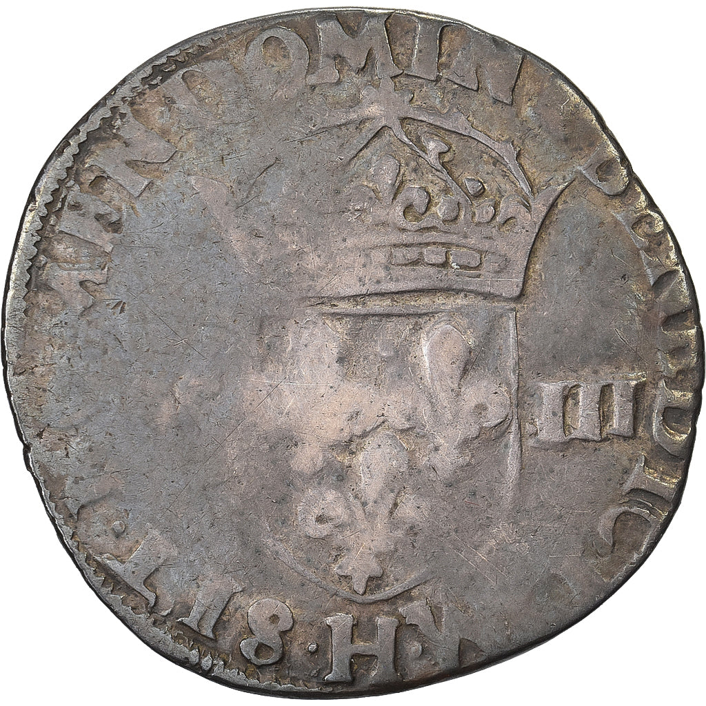 France, Henri III, 1/8 Ecu, 1581, La Rochelle, Argent, B+, Gadoury:485