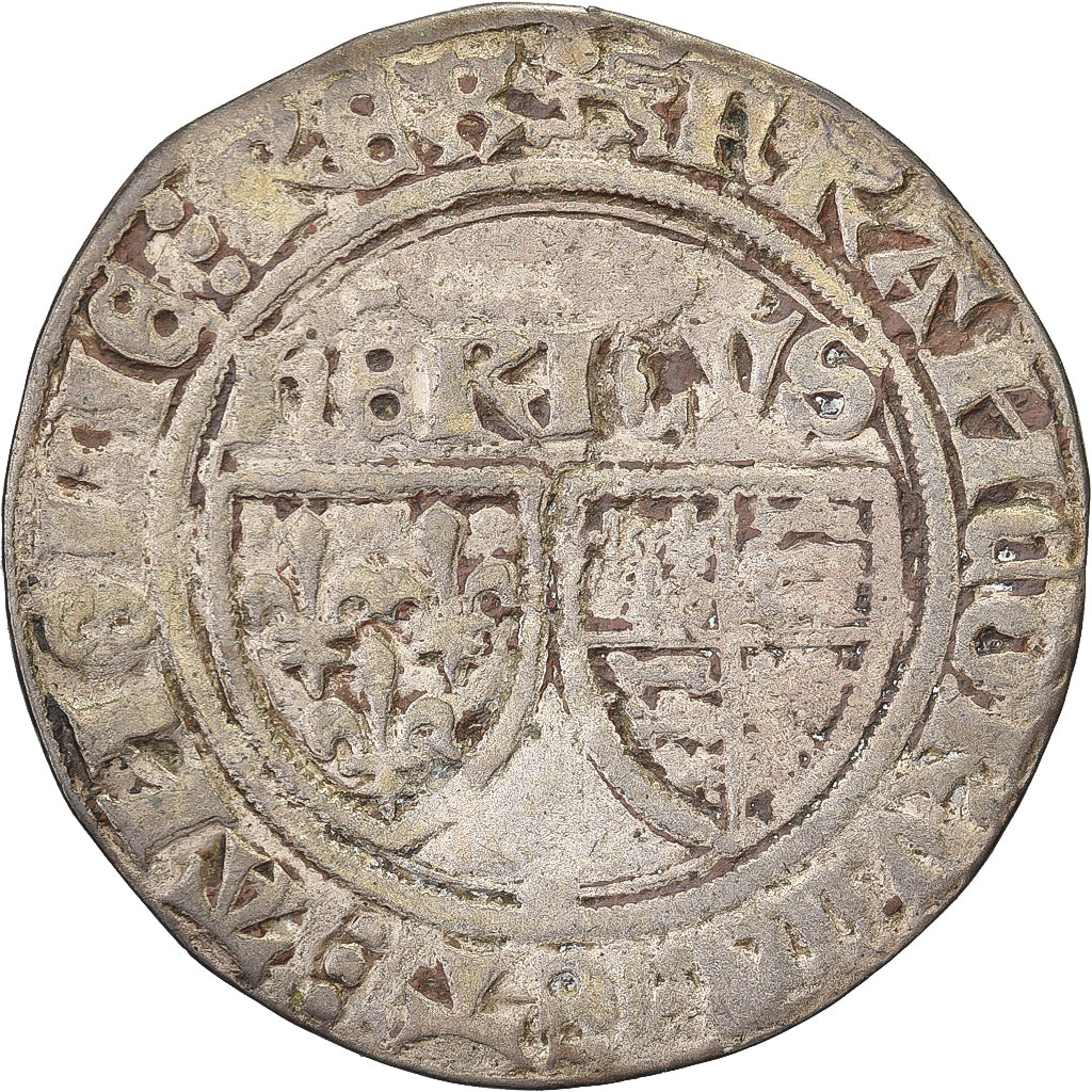 Frankrijk, Henri VI, Blanc aux Écus, 1422-1449, Rouen, Billon, FR+