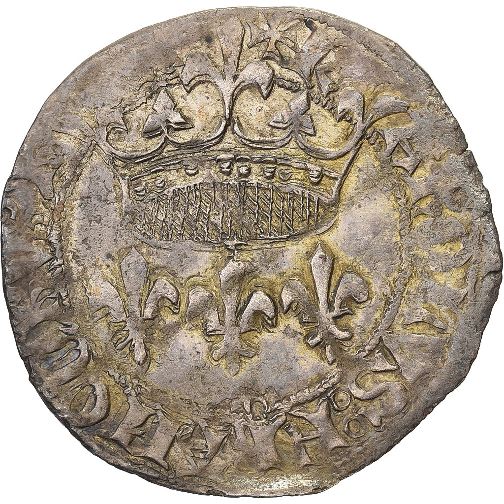 France, Charles VII, Blanc aux lis accotés, 1429-1461, La Rochelle, Billon