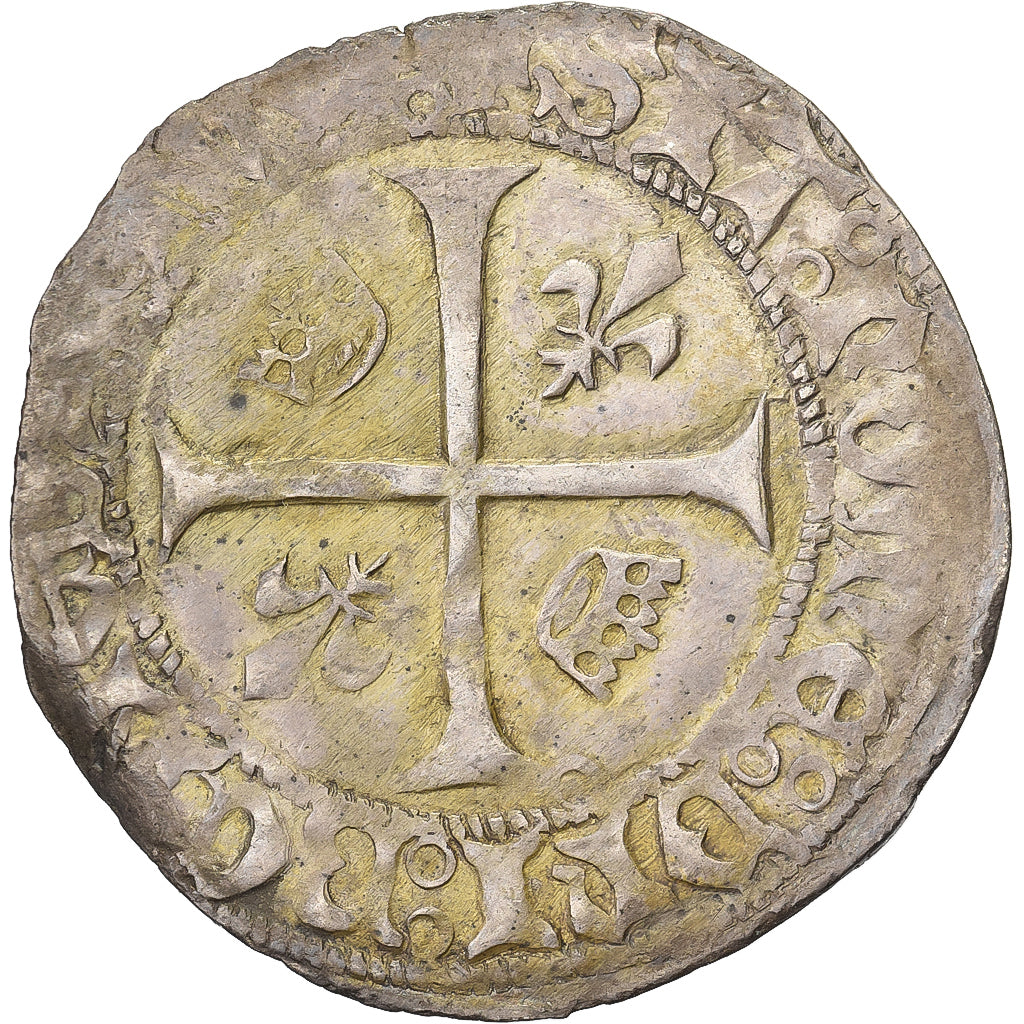 France, Charles VII, Blanc aux lis accotés, 1429-1461, La Rochelle, Billon