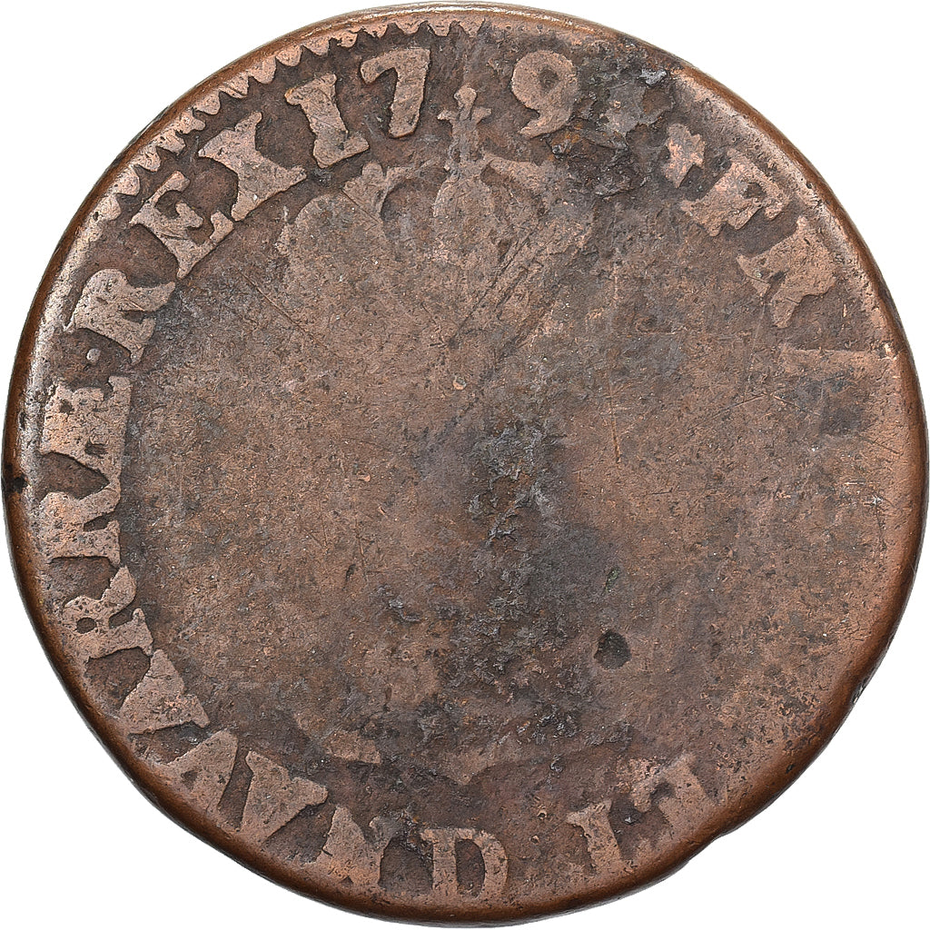Francja, Louis XVI, Sol, 1791, Lyon, Miedź, F(12-15)