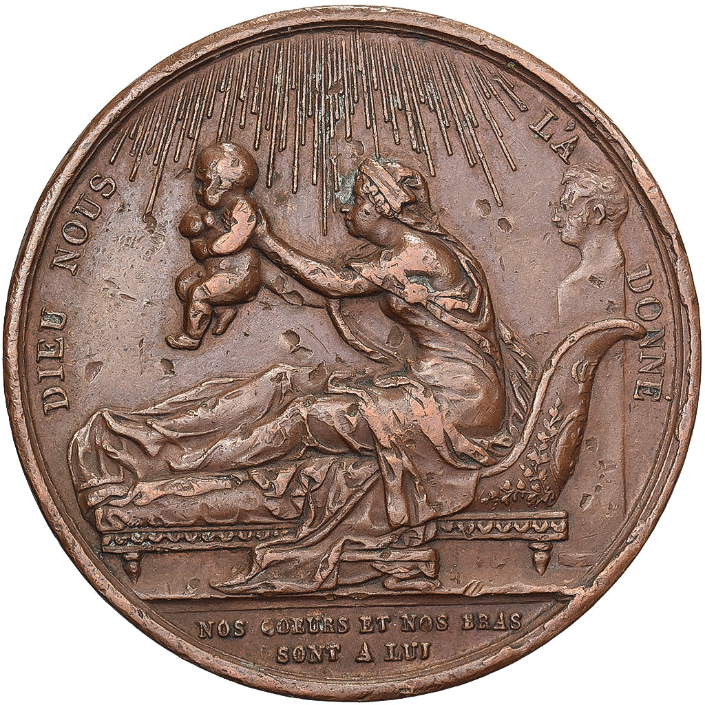 Francia, medaglia, Naissance de Henri Duc de Bordeaux, 1820, Bronzo, BB