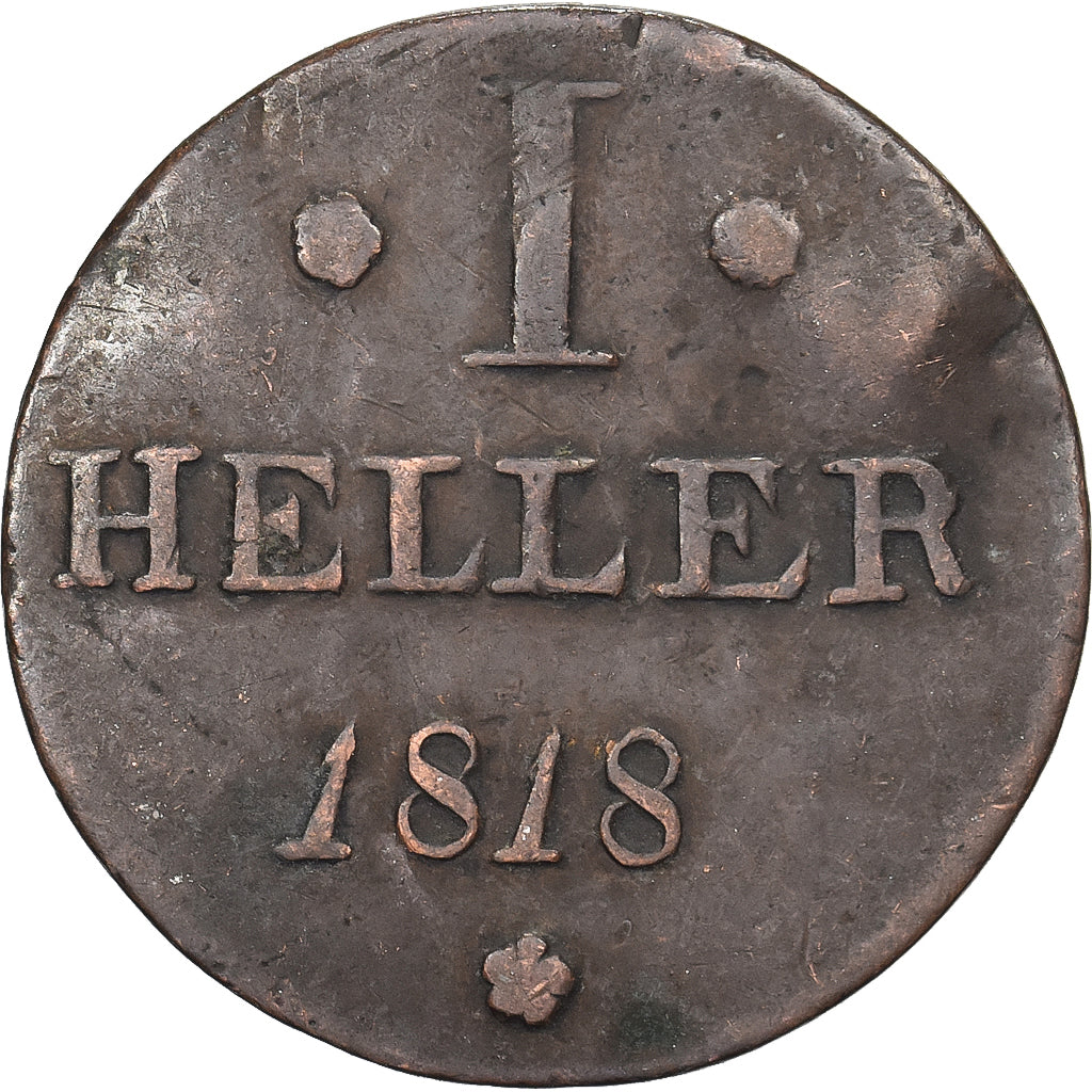 Free city of Frankfurt, 1 Heller, 1818, Cobre, EF(40-45)