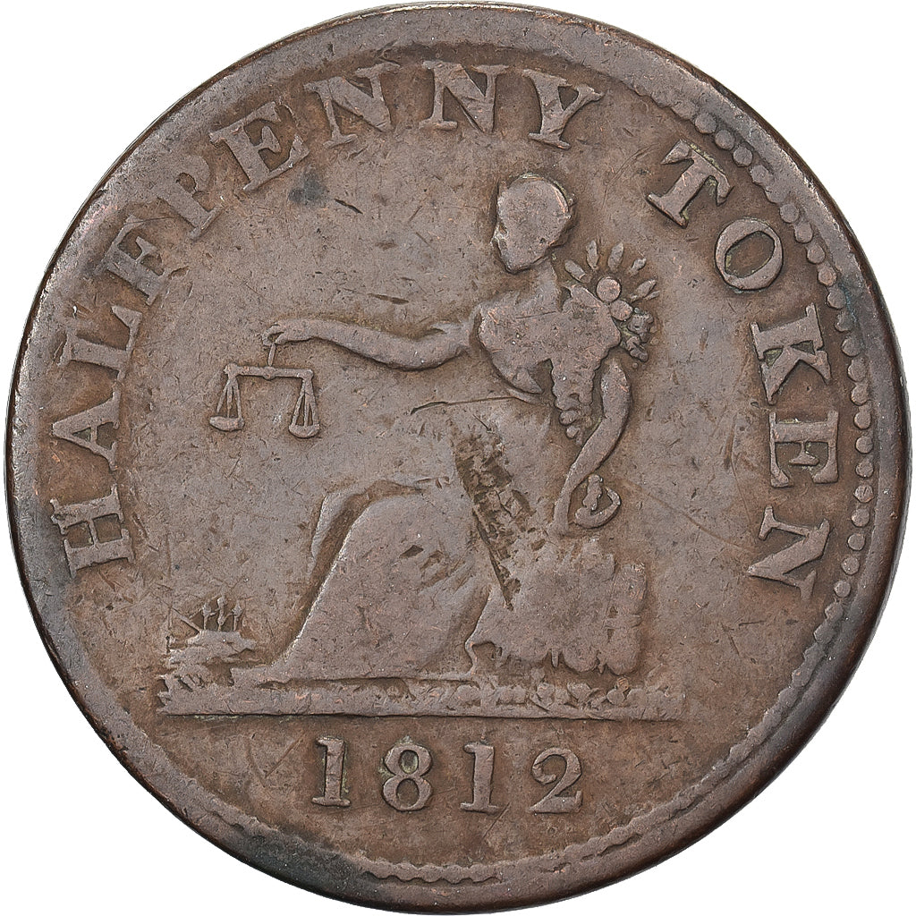 Regno Unito, Lower Canada, George III, 1/2 Penny, 1812, Rame, B+