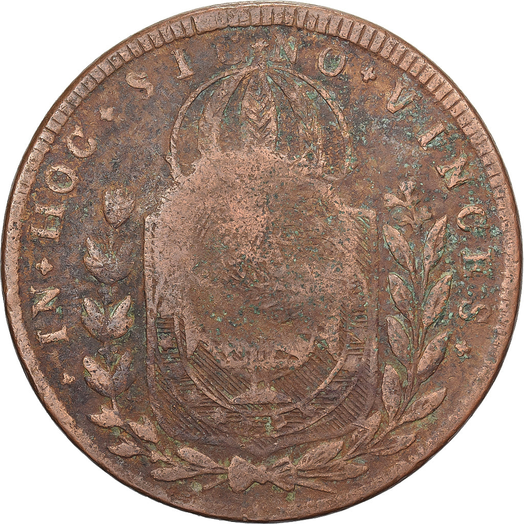 Brasil, Pedro I, 20 Reis, 1823, Rio de Janeiro, Countermarked 40 Reis, Cobre