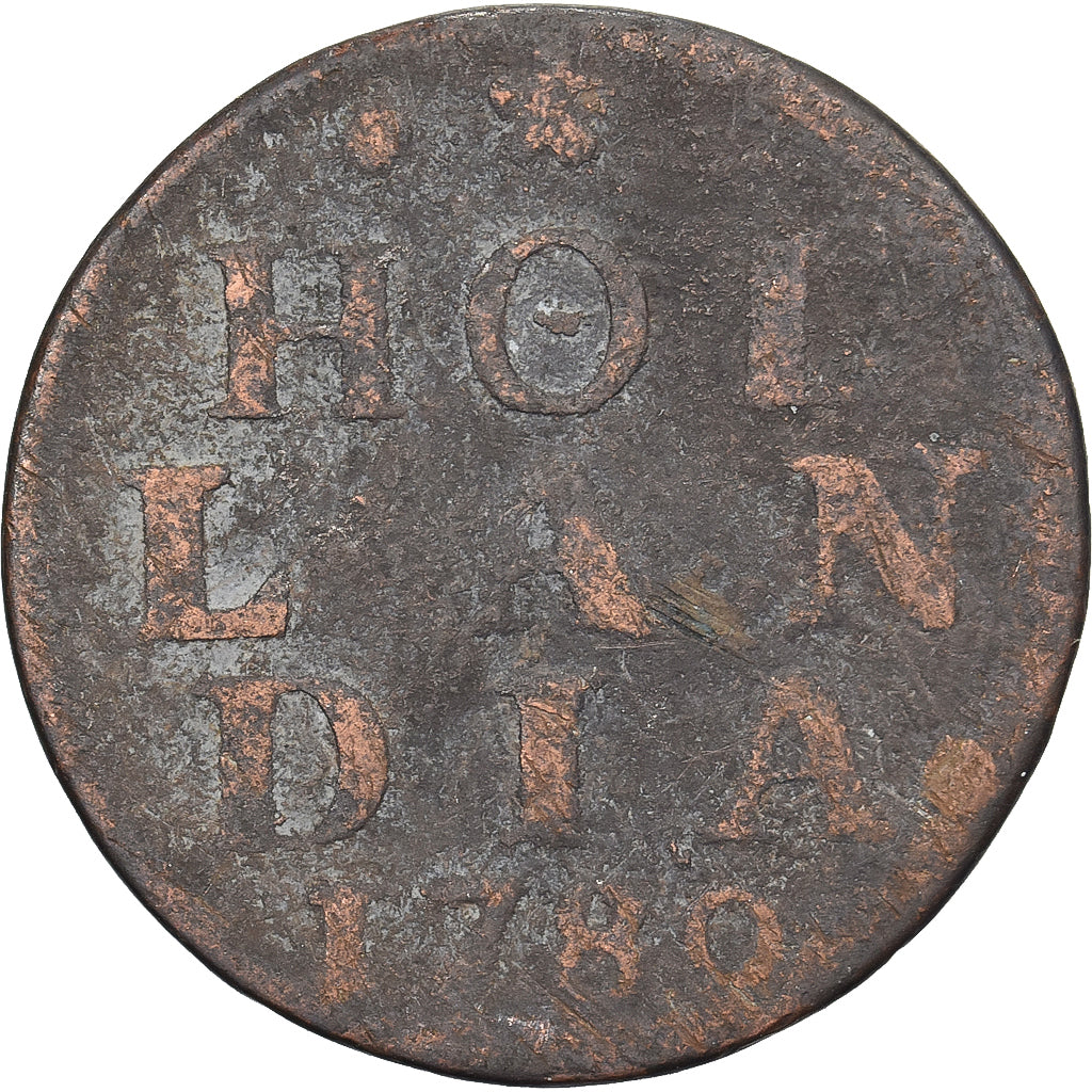 Province of Holland, 1 Duit, 1780, Dordrecht, Miedź, VF(20-25)