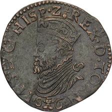 Spanish Netherlands, Philip II, Liard, 1586, Tournai, Copper, AU(50-53)