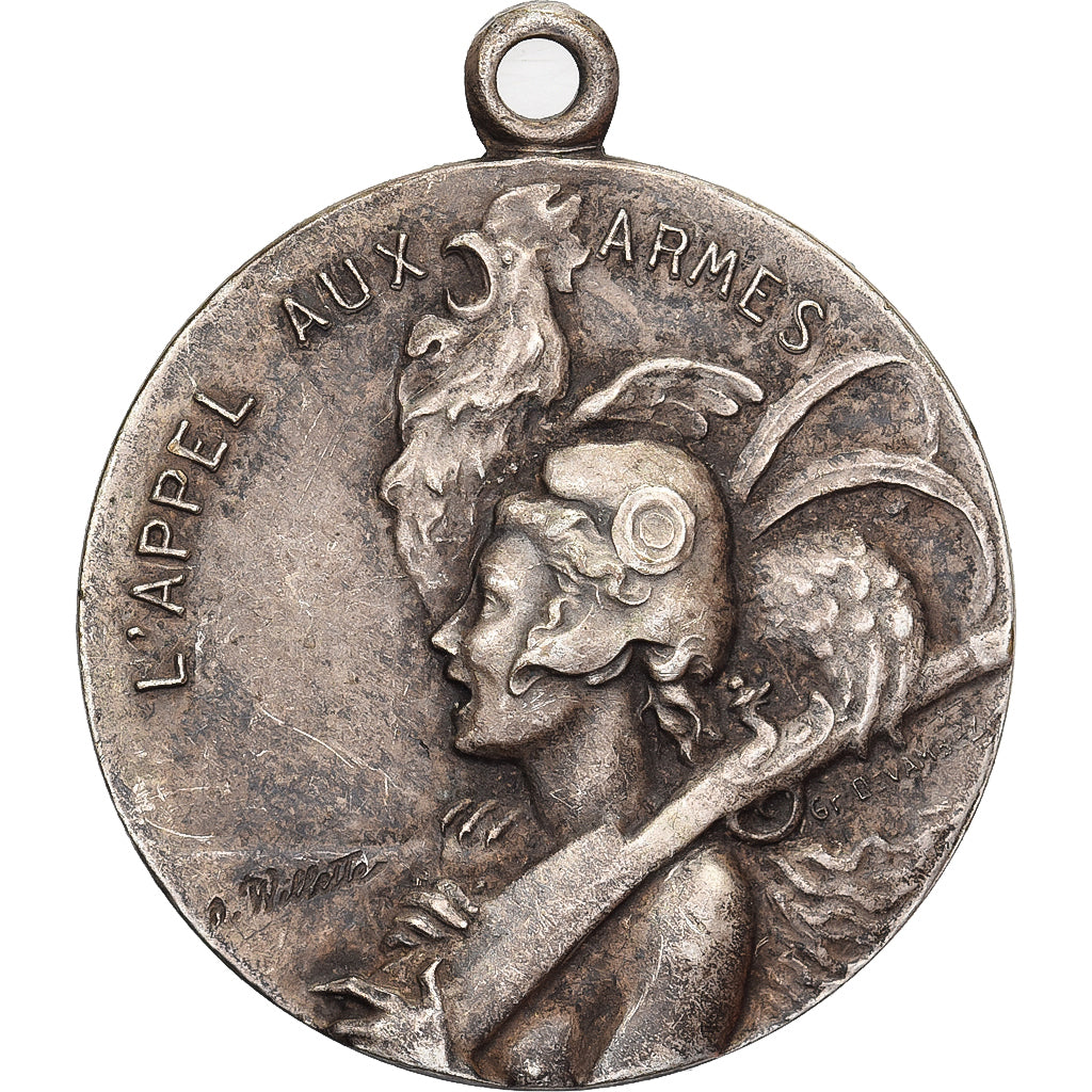 França, medalha, L'Appel aux Armes, 1916, Bronze Prateado, Willette/Devambez
