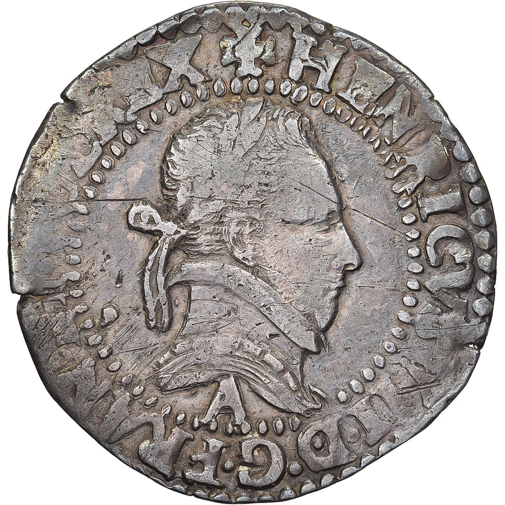 França, Henri III, 1/4 Franc, 1587, Paris, Prata, VF(30-35), Gadoury:479