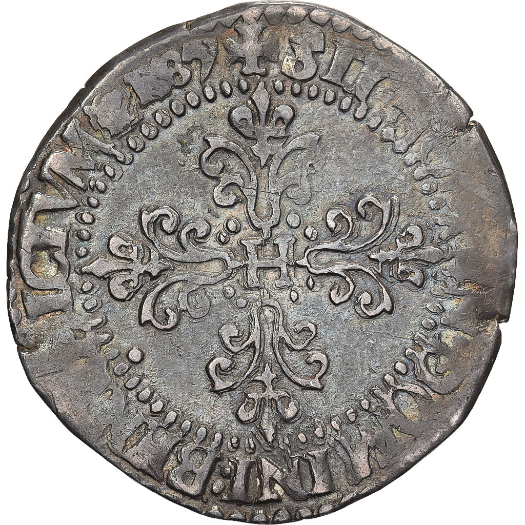França, Henri III, 1/4 Franc, 1587, Paris, Prata, VF(30-35), Gadoury:479