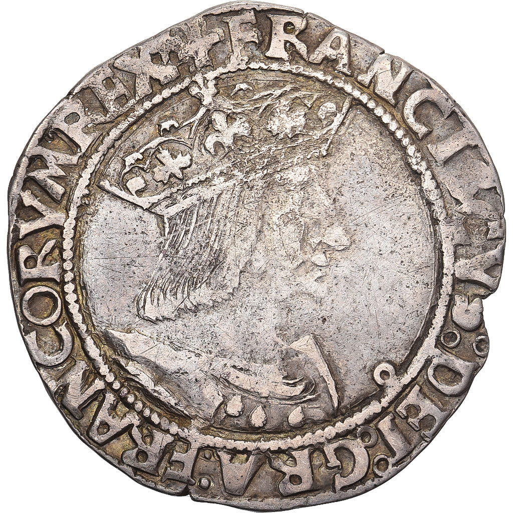 France, François Ier, 1/2 Teston, Avant 1540, Lyon, 10ème type, Argent, TTB