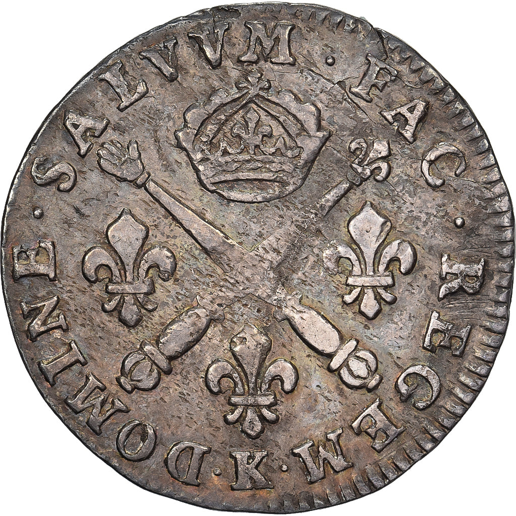 Francja, Louis XIV, 10 Sols aux insignes, 1703, Bordeaux, Srebro, EF(40-45)